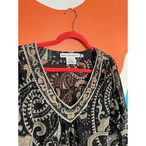 GRETCHEN SCOTT DESIGNS Women's Blouse Medium Boho Tunic Top Cover Up